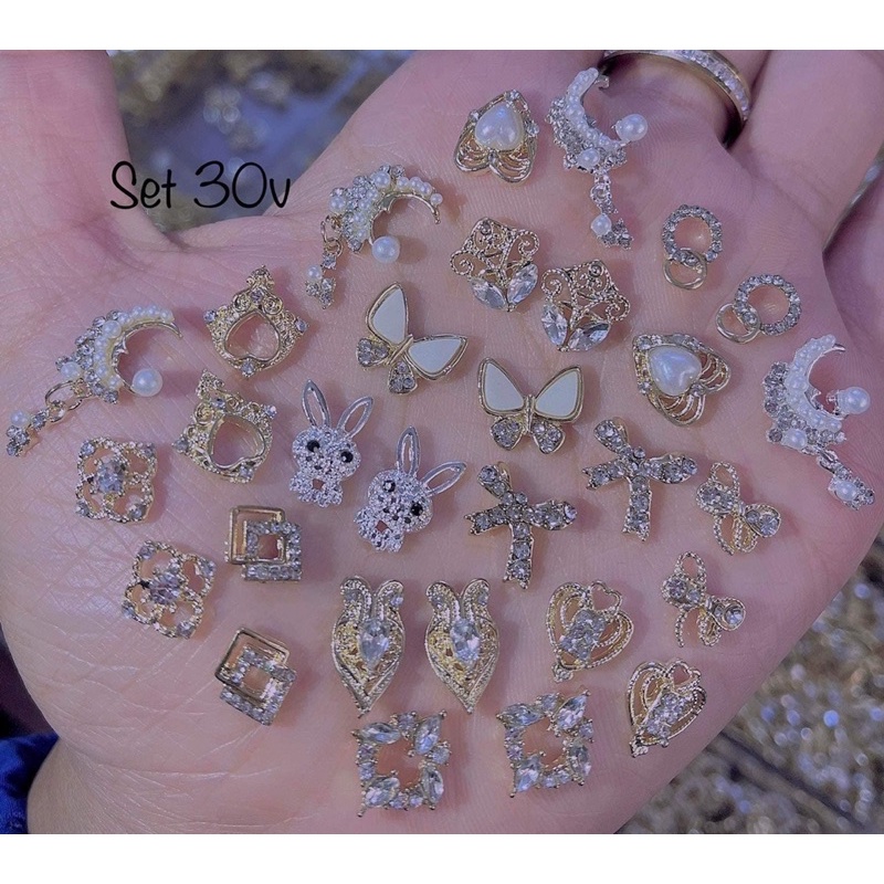 Set charm đính móng mix nhiều kiểu