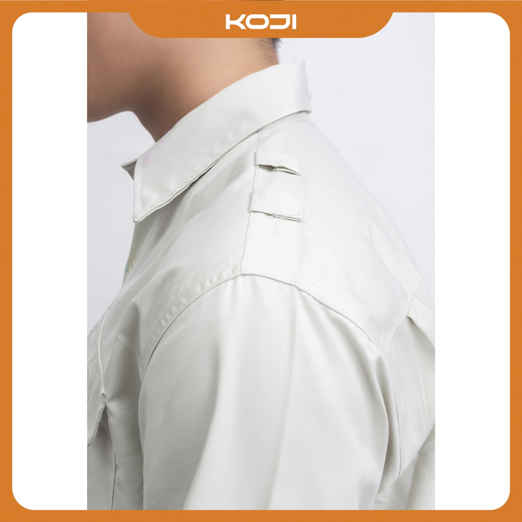 Bộ quần áo bảo hộ lao động KJ213 màu ghi sáng