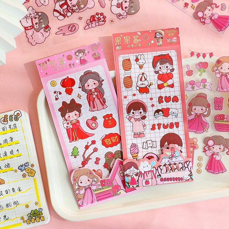 Set 6 tấm hình dán PET hoạ tiết hoạt hình Tiệm Ốc Sột-ST020