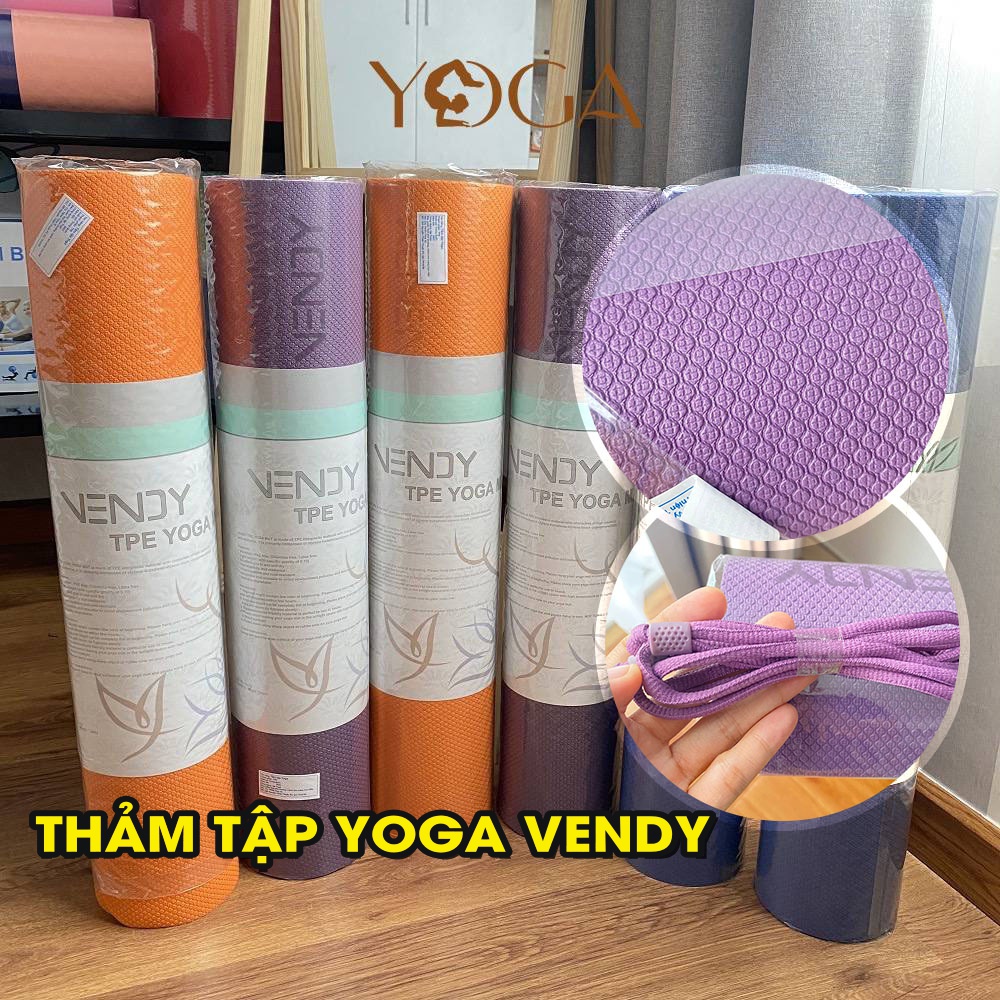 Thảm tập yoga Vendy TPE định tuyến 6mm 2 lớp có dây đeo