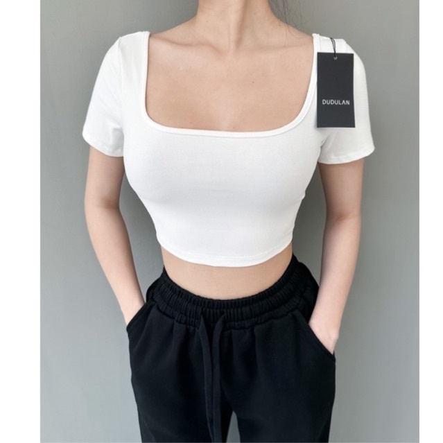 Áo croptop cổ vuông tay ngắn ANNAKIKI- A79