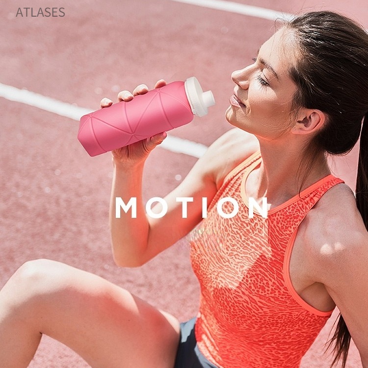 Bình Nước Có Thể Gập Lại Mini Di Động Bằng Silicon Dung Tích Lớn Cho Thao Ngoài Trời Atlases~