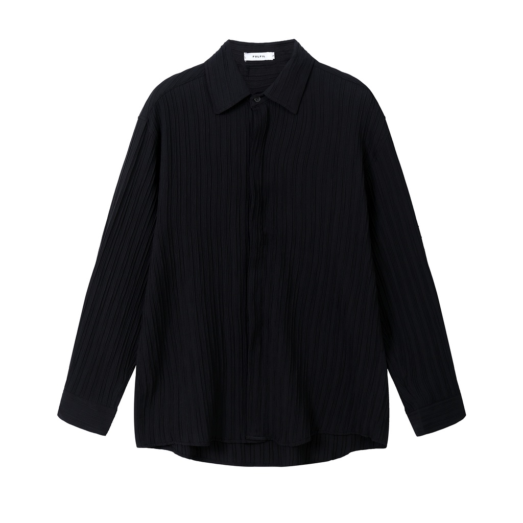 Áo sơ mi nam dài tay nếp nhăn tối màu