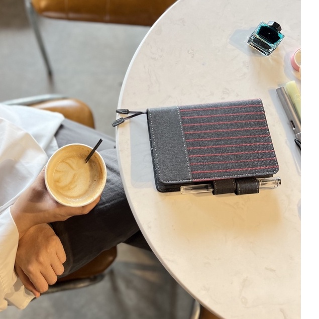 Sổ tay Hobo basic - Hobonichi style bìa da phối vải thay ruột được size A5 A6