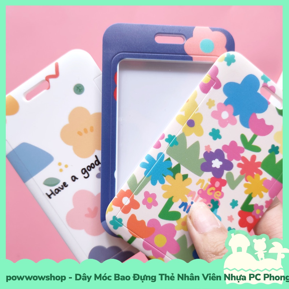 [Sẵn VN - Hỏa Tốc] Dây Móc Bao Đựng Thẻ Nhân Viên Nhựa PC Mẫu Hoạ Tiết Hình Hoa Cổ Điển Hiện Đại