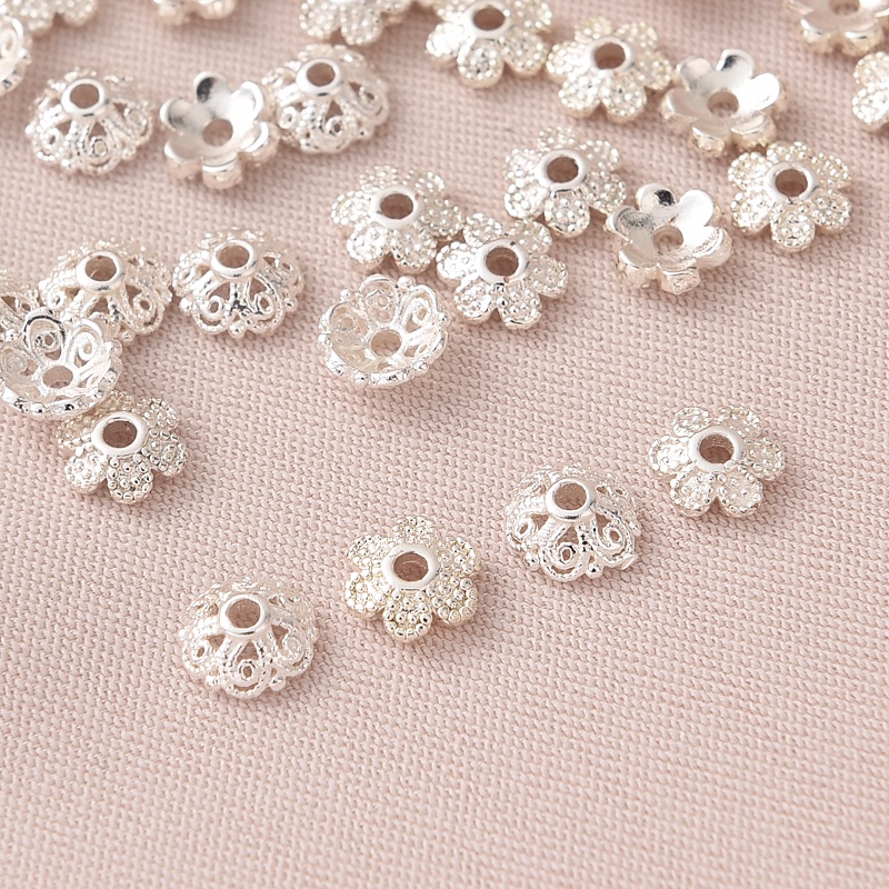 Giá Đỡ 10 Hạt Xỏ Lỗ Bằng Đồng Mạ Bạc Dày Dặn Dùng Làm Trang Sức diy