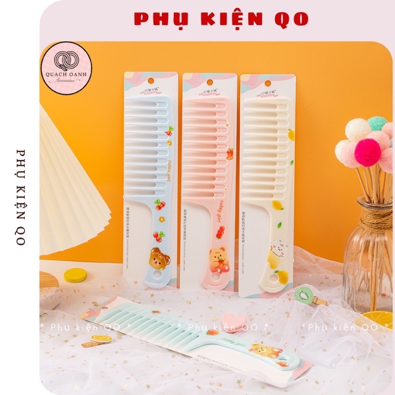 Lược thưa gỡ tóc rối họa tiết siêu xinh