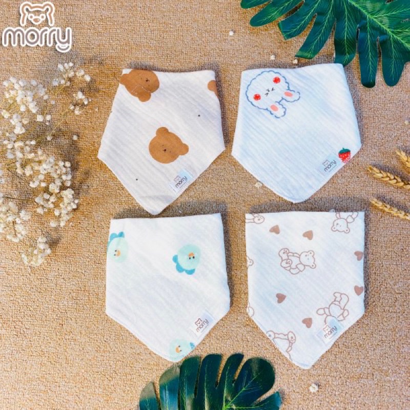 Sét 5 yếm Muslin - yếm Xô 4 lớp cao cấp Morry cho bé