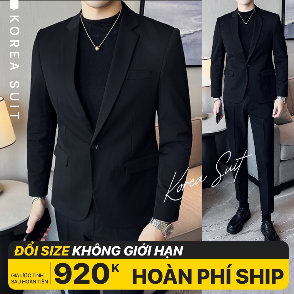 Áo Vest Hàn Quốc,Bộ Vest Blazer 1 Cúc Kèm Quần Form Ôm Lịch Lãm, Sang Trong KOREA SUIT | VE8