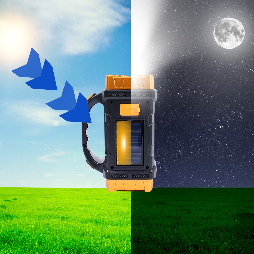 Đèn Pin Năng Lượng Mặt Trời Chống Thấm Nước IP44 Kèm Sạc Usb Tiện Dụng