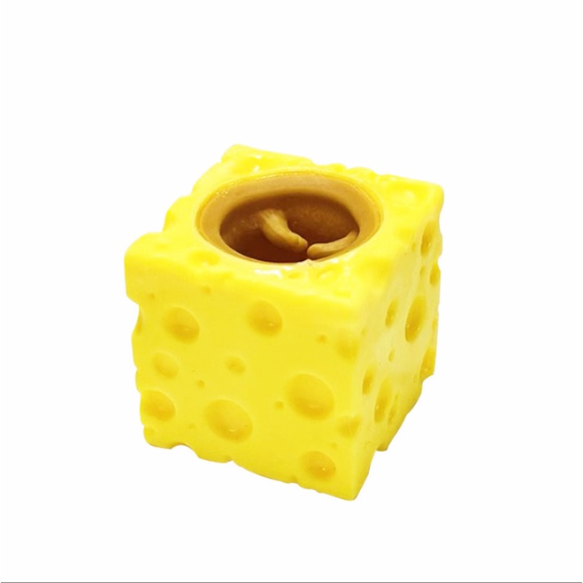 [Sẵn Hàng] Đồ Chơi Bóp Chất Liệu Silicone Hình Con Chuột Phô Mai Giúp Giảm Stress