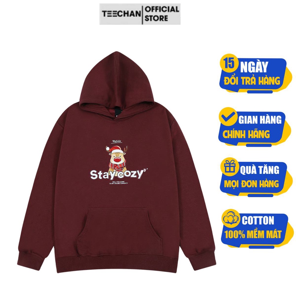 Áo Hoodie nam nữ HD513 STAY COZY unisex TEECHAN phong cách Hàn Quốc cá tính dài tay dày dặn Streetstyle