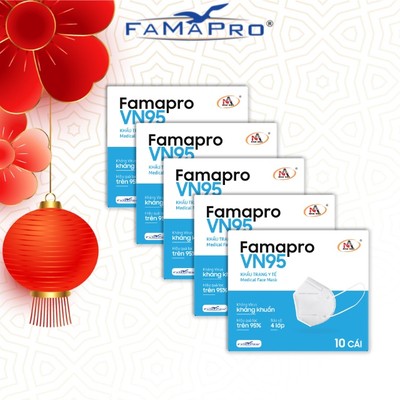 COMBO 5 HỘP Khẩu trang  5 lớp Famapro VN95 [HỘP10 CÁI]