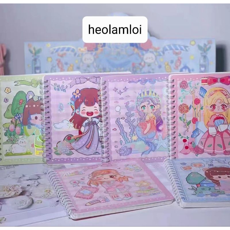 Sổ lò xo hoạt hình  15 x 15cm, giấy đẹp tặng 1 trang sticker lớn, mã SCM-03 cực đáng yêu