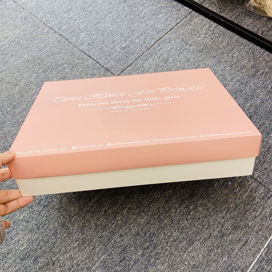 Hộp giấy đựng váy công chúa thiết kế cho bé gái Tuna House For Princess màu hồng làm quà tặng xinh xắn