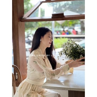 Váy tơ thêu hoa tiểu thư Lime Dress