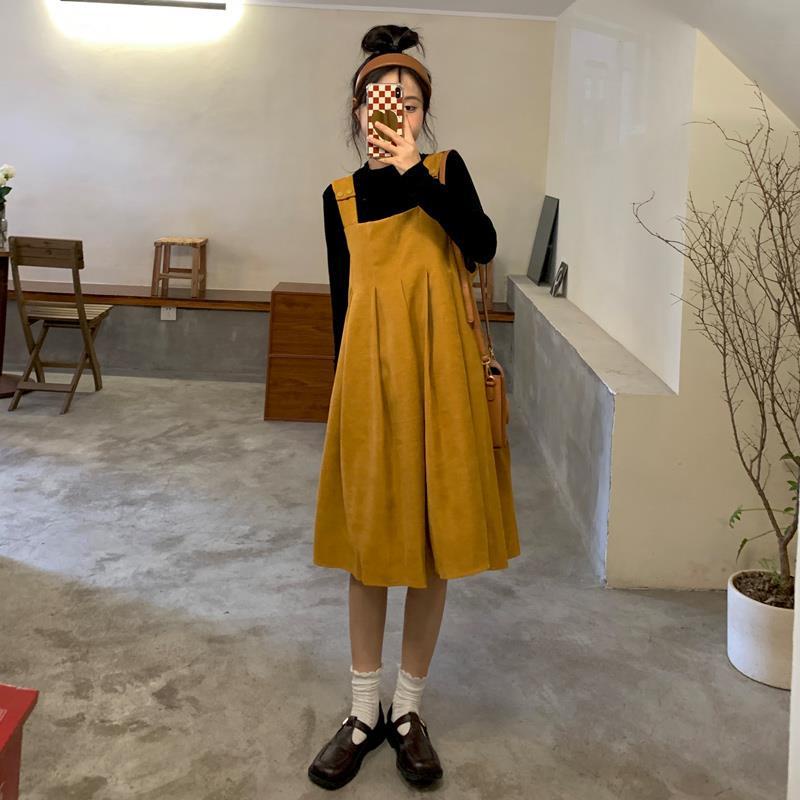 Bộ Đầm Hai Dây Dáng Rộng Phong Cách Preppy Dễ Thương Thời Trang Xuân Thu Cho Học Sinh