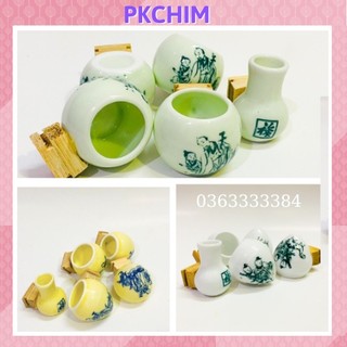 Cóng sứ chim khuyên tai tre,cóng sứ khuyên 1 bộ 5 món Pkchim phụ kiện chim cảnh