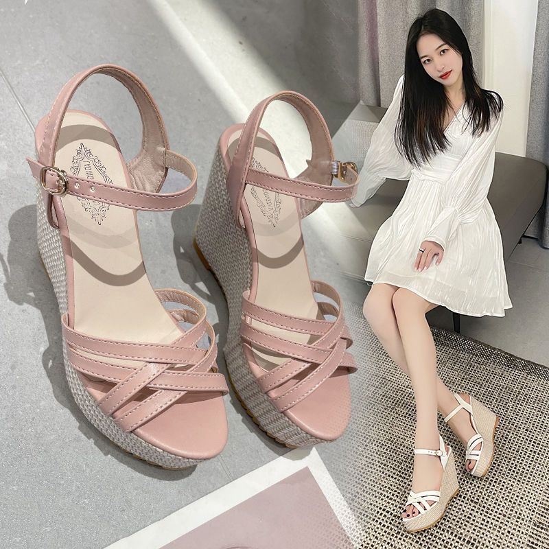 2022 giày cao gót mũi nhọn giày cao gót đế vuông giày cao gót 7 phân giày cao gót big size giày cao gót nữ 7p Giày Sandal Đế Xuồng Dày Quai Chéo Thời Trang Mùa Hè 2022