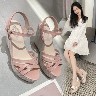 2022 giày cao gót mũi nhọn giày cao gót đế vuông giày cao gót 7 phân giày cao gót big size giày cao gót nữ 7p Giày Sandal Đế Xuồng Dày Quai Chéo Thời Trang Mùa Hè 2022
