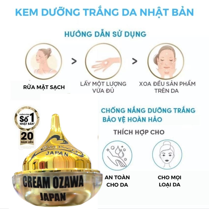 Kem Dưỡng Trắng Da Mặt Giảm Nám Tàn Nhang OZAWA JAPAN 8in1 ng kem face trắng da tái tạo da mặt sạch mụn kem trắng da mặt