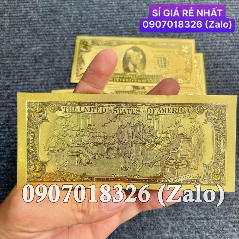 [HÓT] Sỉ Combo 100 Tiền 2 Đô USD Plastic Mạ Vàng Lưu Niệm Phong Thủy May Mắn, Lì Xì Tết , Giá Sỉ