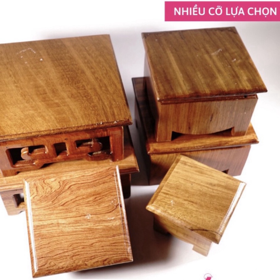 Chân đế gỗ hương kê tượng, Đôn gỗ vuông, Đế bát hương cao cấp, ảnh thật