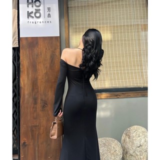 Đầm thun body cột nơ trễ vai