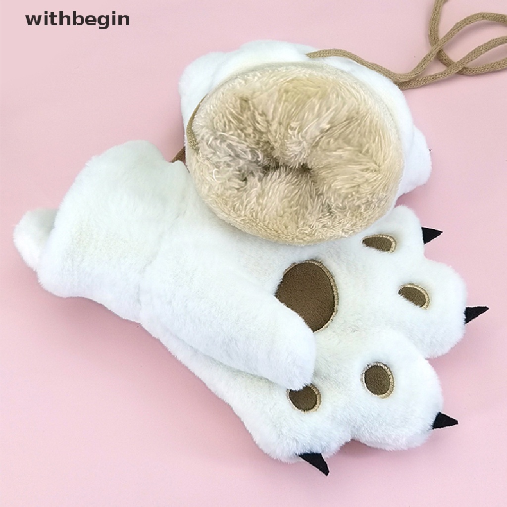 1 Đôi Găng Tay Bông Mềm Mại Giữ Ấm Mùa Đông Hình Chân Mèo Cho Trẻ Em