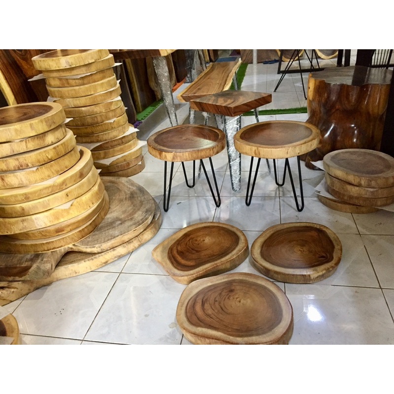 Bàn cafe/ đôn ghế gỗ me tây nhiều kích thước