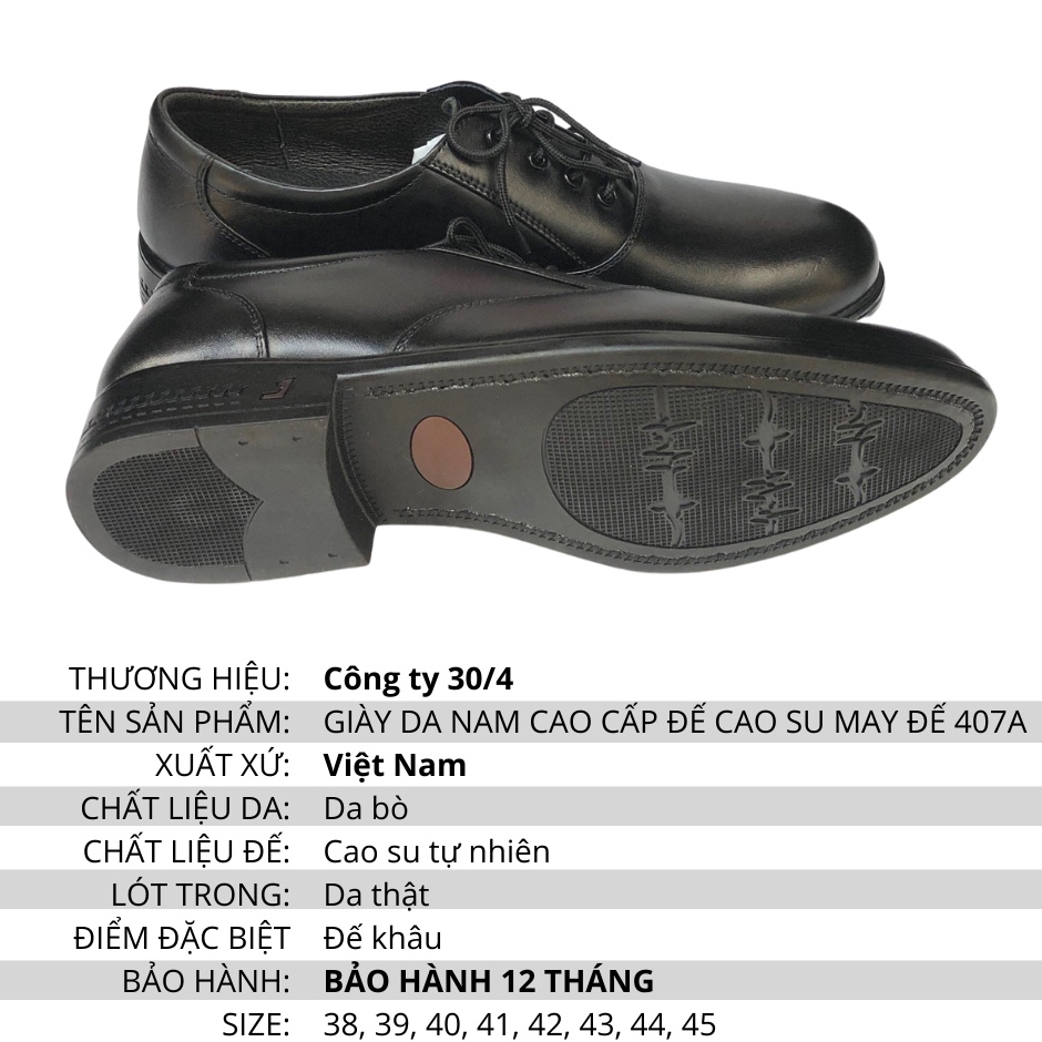 GIÀY DA NAM CÔNG SỞ- DA THẬT 100%, CÓ KHÂU ĐẾ, BẢO HÀNH 12 THÁNG