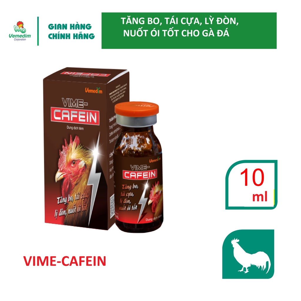 Vemedim Vime-Cafein dùng cho gà đá suy nhược, chấn thương, chai tiêm 10ml