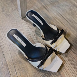 GUỐC NỮ QUAI NƠ GÓT 6CM DA MỀM
