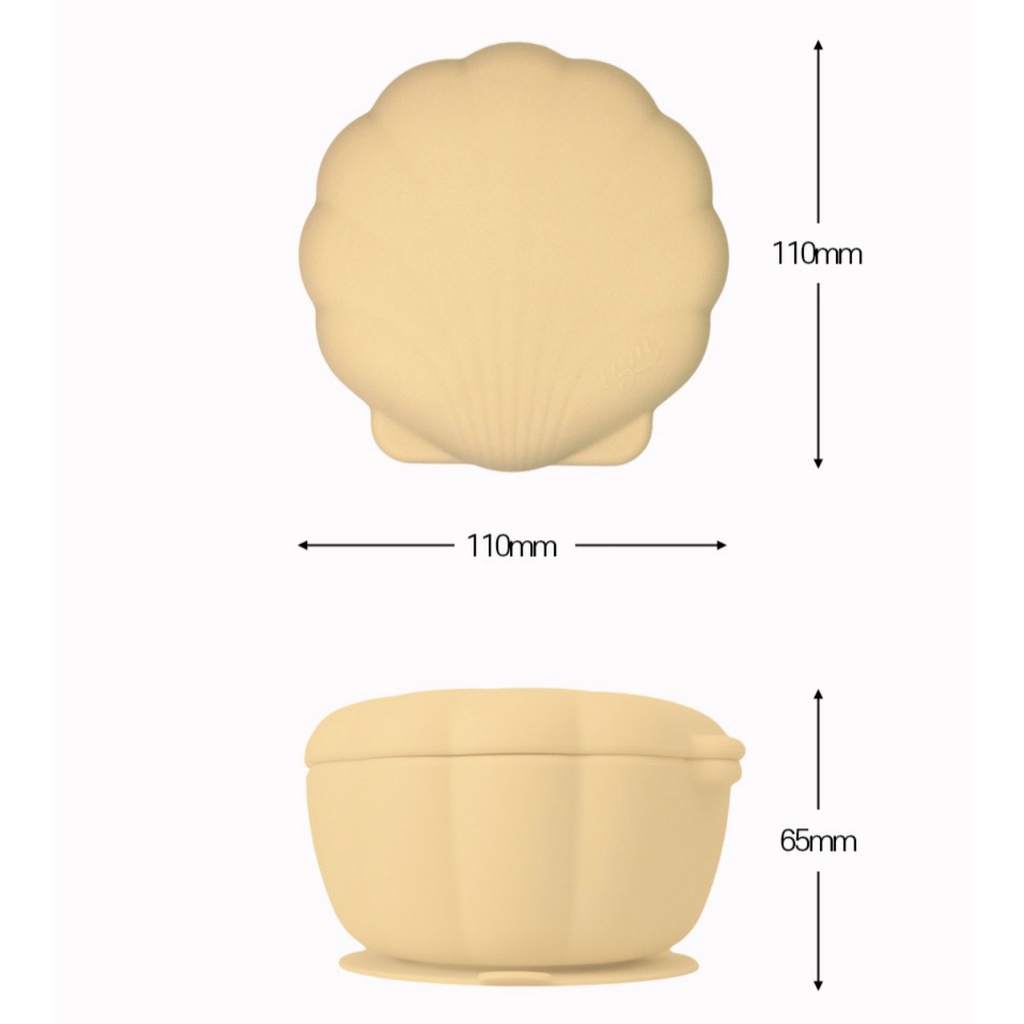 Bát Ăn Dặm Cho Bé Có Nắp Hình Sò TGM Seashell Silicone Suction Rice Bowl Có Đế Hít Siêu Bám Dính Chính Hãng Hàn Quốc