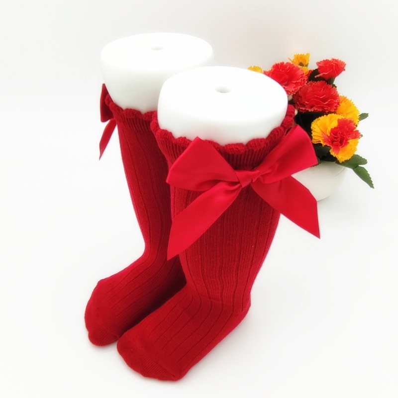 Vớ Cotton Mềm Đính Nơ Dài Tây Ban Nha Dễ Thương Cho Bé Gái Sơ Sinh