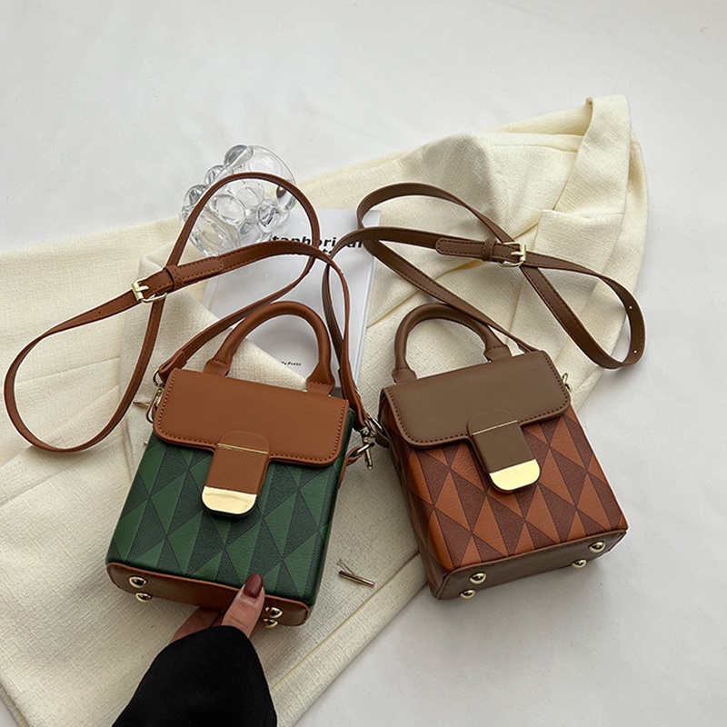 Túi Đựng Điện Thoại Đeo Chéo Họa Tiết Hình Thoi Màu Sắc Dễ Phối Đồ Cho Nữ