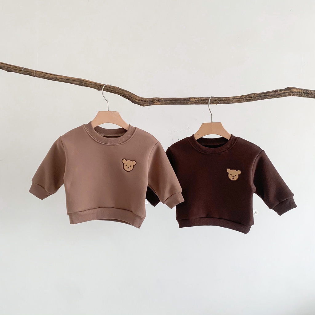 Áo Thun Tay Dài Cổ Tròn Họa Tiết Kẻ Sọc Màu Sắc Thời Trang Thu Đông Xinh Xắn Cho Bé