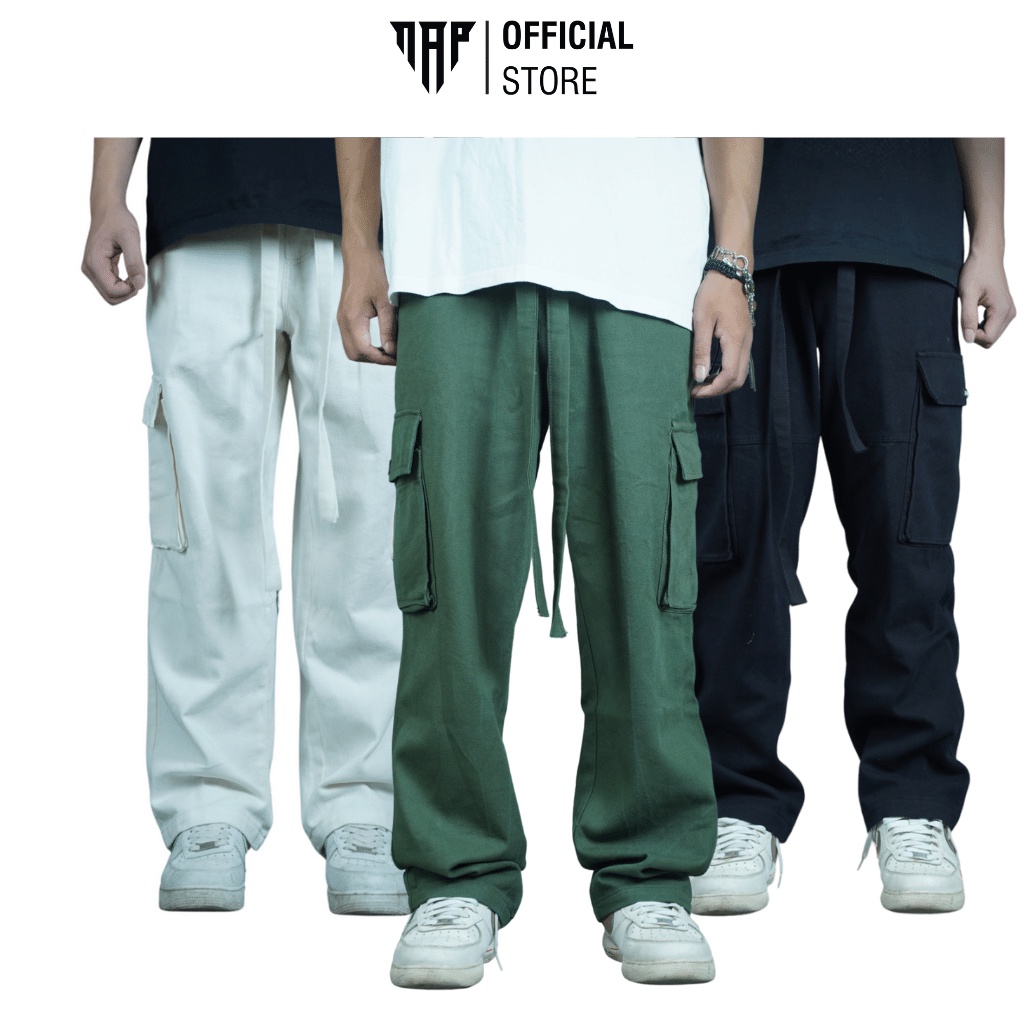 Quần Kaki Hộp Suông Cargo Pants sợi Kaki  cotton định lượng 330gsm Brand NAP