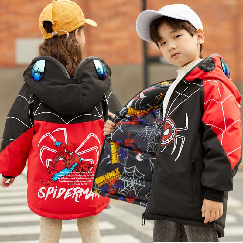 Áo Khoác Phao Mùa Đông Dày Dặn Phong Cách Người Nhện Phong Cách Mới 2022 Cho Bé Trai Và Bé Gái khoác down jacket