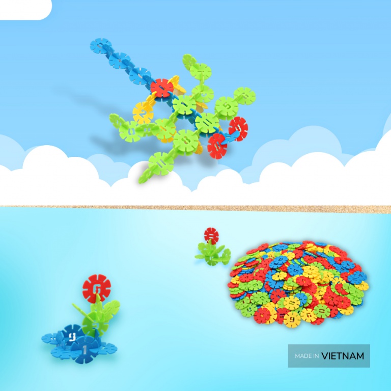 Bộ xếp hình bông tuyết cho bé, đồ chơi lắp ghép hoa tuyết sáng tạo Hoàng Thu VN