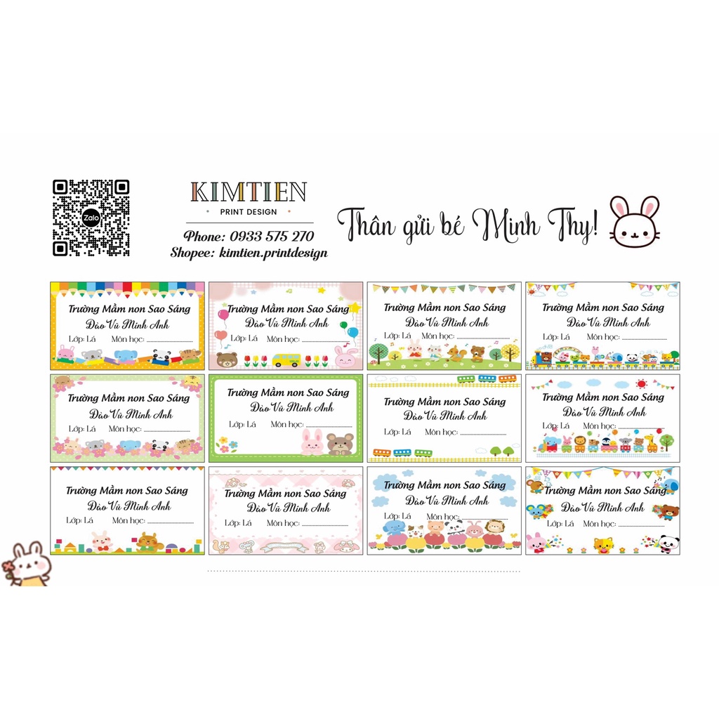 SET 36 NHÃN VỞ IN SẴN THÔNG TIN THEO YÊU CẦU