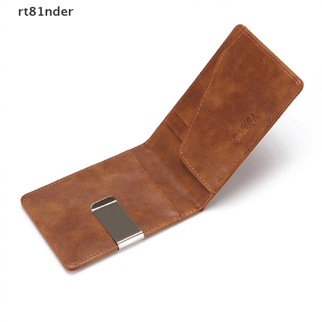 Rt Ví Kẹp Tiền Bằng Da PU Mỏng Đa Chức Năng Có Kẹp Kim Loại Thời Trang Cho Nam n