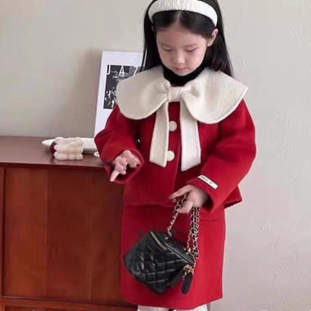 set váy dạ nơ xinh cho bé gái