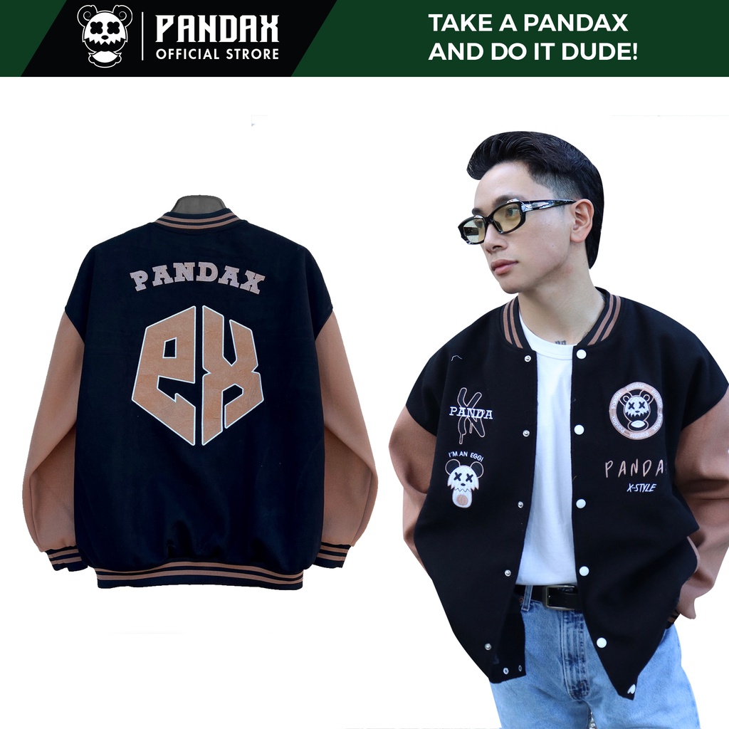 Áo bomber nam nữ PANDAX , varsity jacket local brand unisex form rộng , áo khoác bóng chày 2 lớp chất dạ ép dày dặn