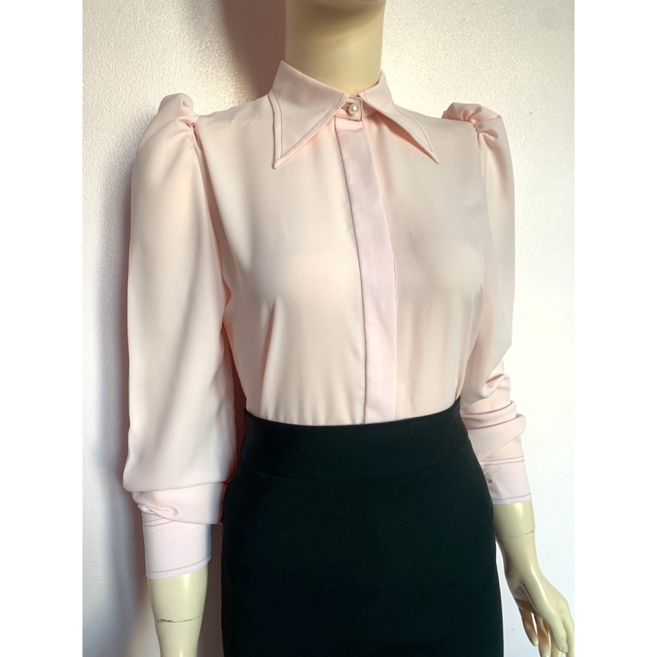 Áo sơ mi nữ lụa trơn tay bồng cao cấp  không nhăn thấm hút mồ hôi tốt full màu A42012 đủ size 40-90kg