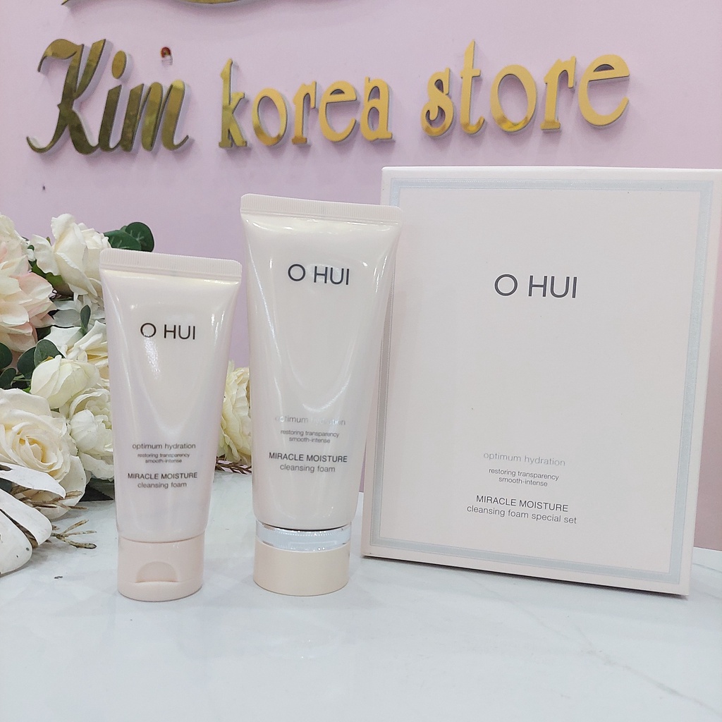 Sữa rửa mặt Ohui hồng dưỡng ẩm sáng da mềm mịn chống lão hóa an toàn lành tính Miracle Moisture Cleansing Foam