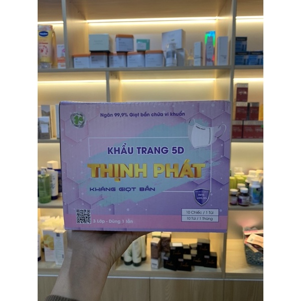 Thùng 100 chiếc khẩu trang 5d Thịnh Phát 3 lớp kháng khuẩn