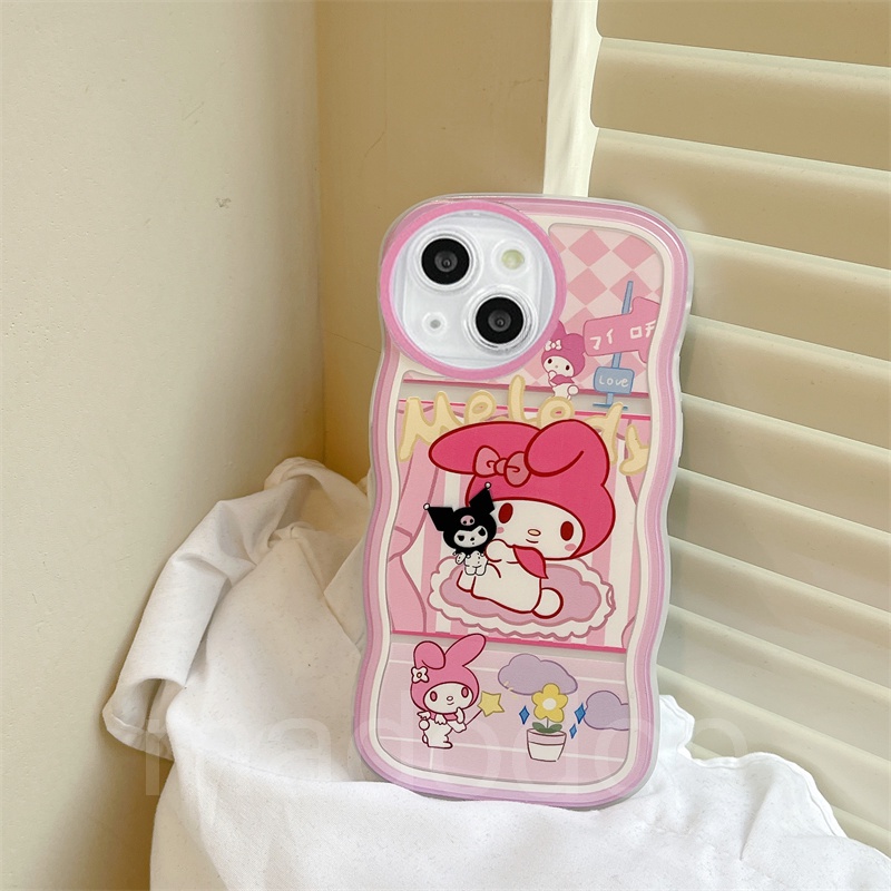 Clear Casing Realme C53 C55 C30S C33 C31 C35 Narzo 50A 50i Prime C21 C21Y C25Y C20 C11 2020 2021 C17 9Pro+ 5G 9 10 4G 8 7i 5 5i 5s 6i 6 C2 C1 3 2 Pro U1 Cute Cartoon Kuromi Waves Edge Round Fine Hole Airbag Shockproof Soft Phone Case Cover BW 21