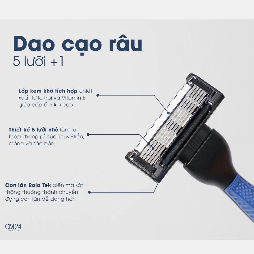 Bộ dao cạo râu loại 5 lưỡi +1 thương hiệu cm24 gồm tay cầm, 1 lưỡi và 1 - ảnh sản phẩm 4