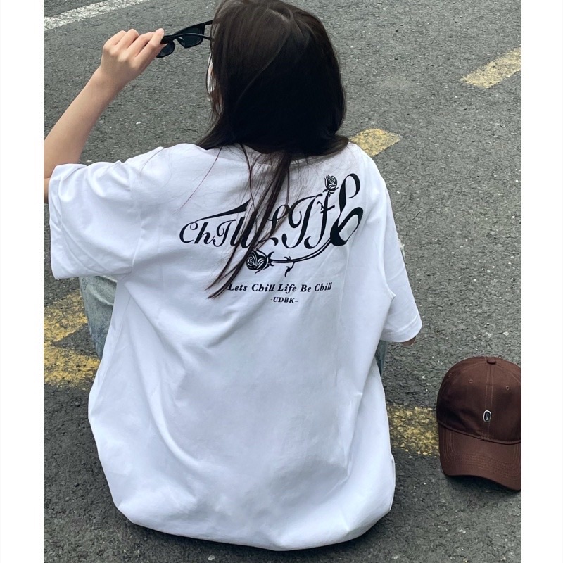 Áo thun phông logo tay nam nữ tay lỡ form rộng CHILL LIFE Unisex